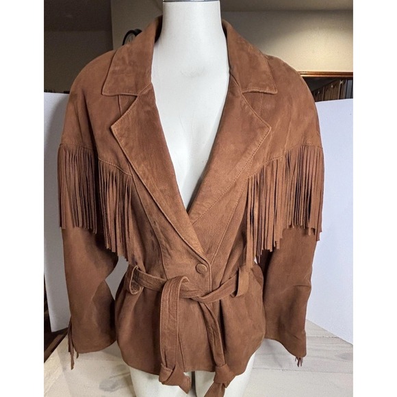 Vakko Jackets & Blazers - Vintage Vakko Leather Fringe Western Jacket Womens S Brown Western Cowgirl